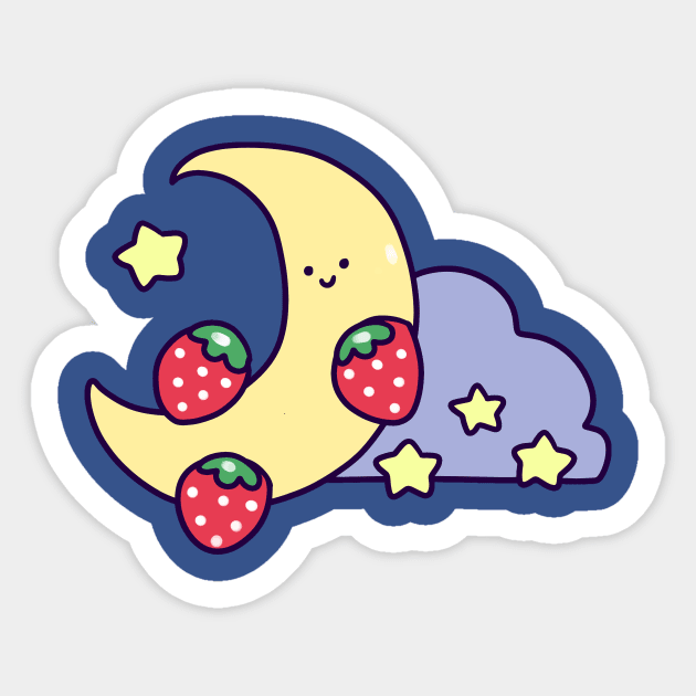 Strawberry Crescent Moon Sticker by saradaboru